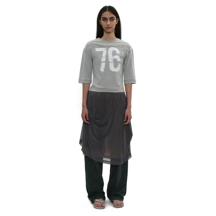 MESH COMBI DRAPE MIDI SKIRT_CHARCOAL