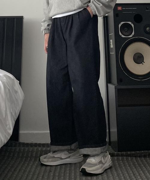 후크(HUKE)  빈티지 와이드 데님진 (네이비) - 사이즈 & 후기 | 무신사