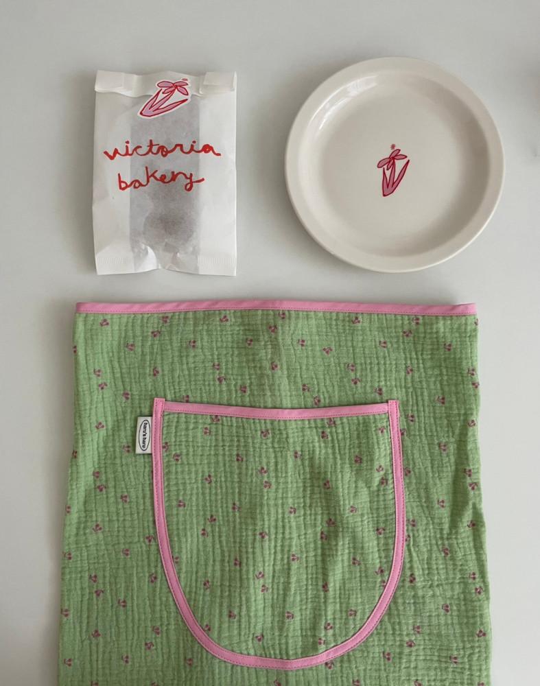 체리 거즈 하프 앞치마 에이프런