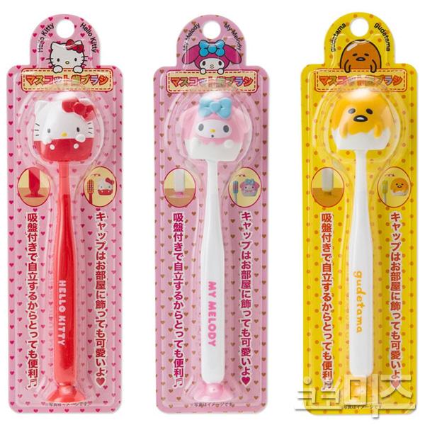 (일본)헬로키티 마이멜로디 구데타마 흡착 스탠딩 아동용 칫솔 캡세트(3type) 어린이 캐릭터 양치질세트 칫솔캡