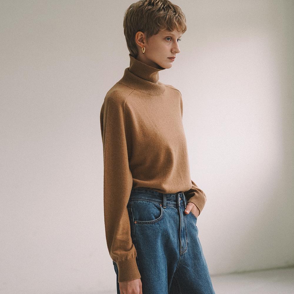 SIKN2129 캐시미어 블렌드 터틀넥 니트_Camel brown