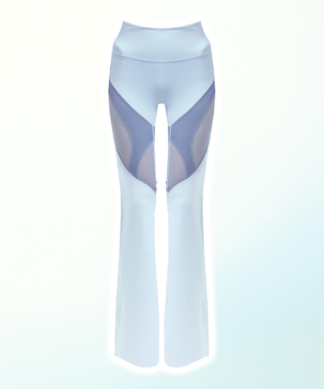 Illusion Line Mesh Cutting Flare Pants (WHITE)