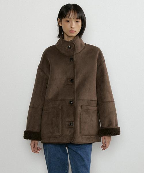 reversible shearling mustang coat-brown