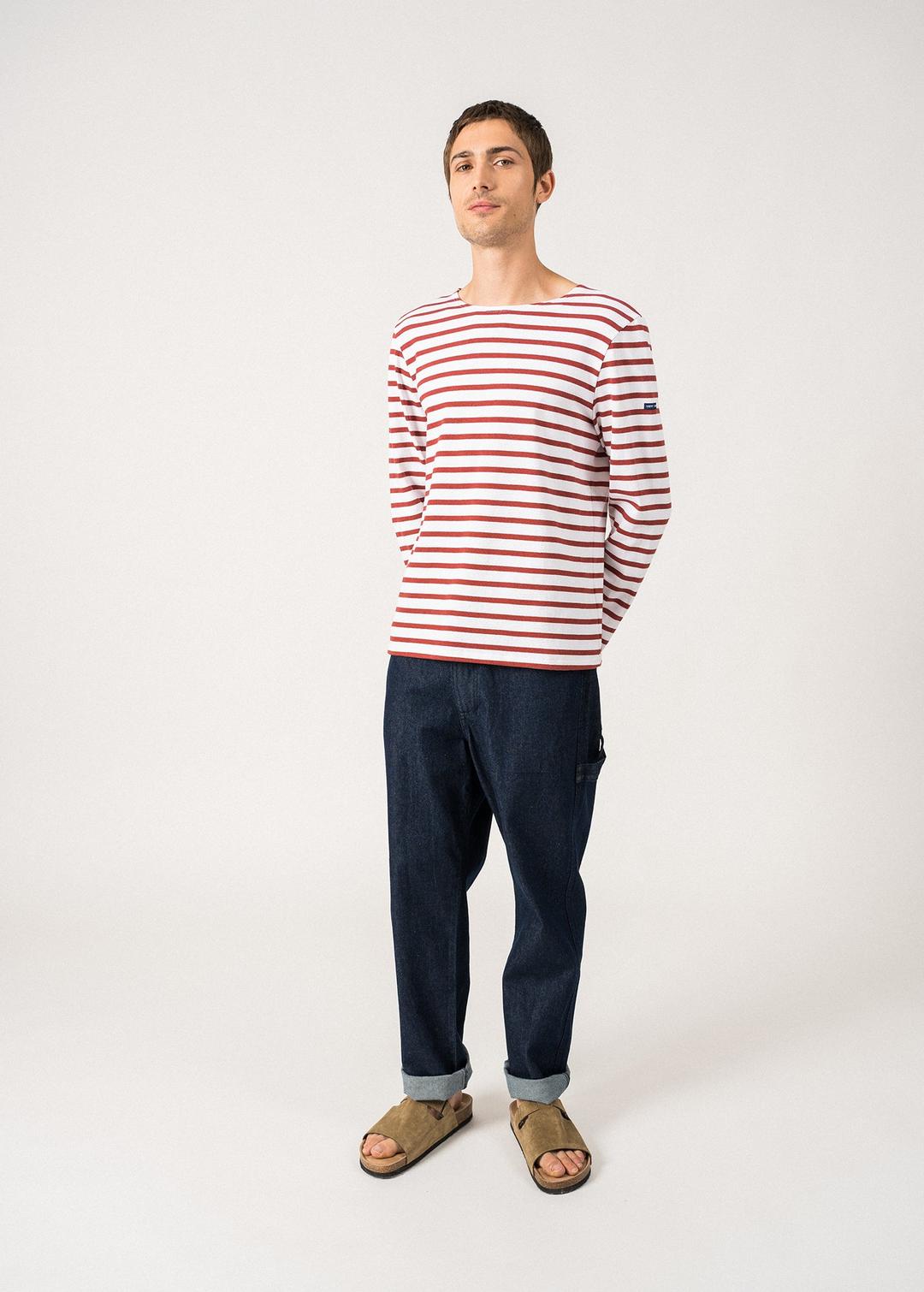 Marinière Méridien - en coton épais (NEIGE/TERRACOTA) - NEIGE/TERRACOTA / XS