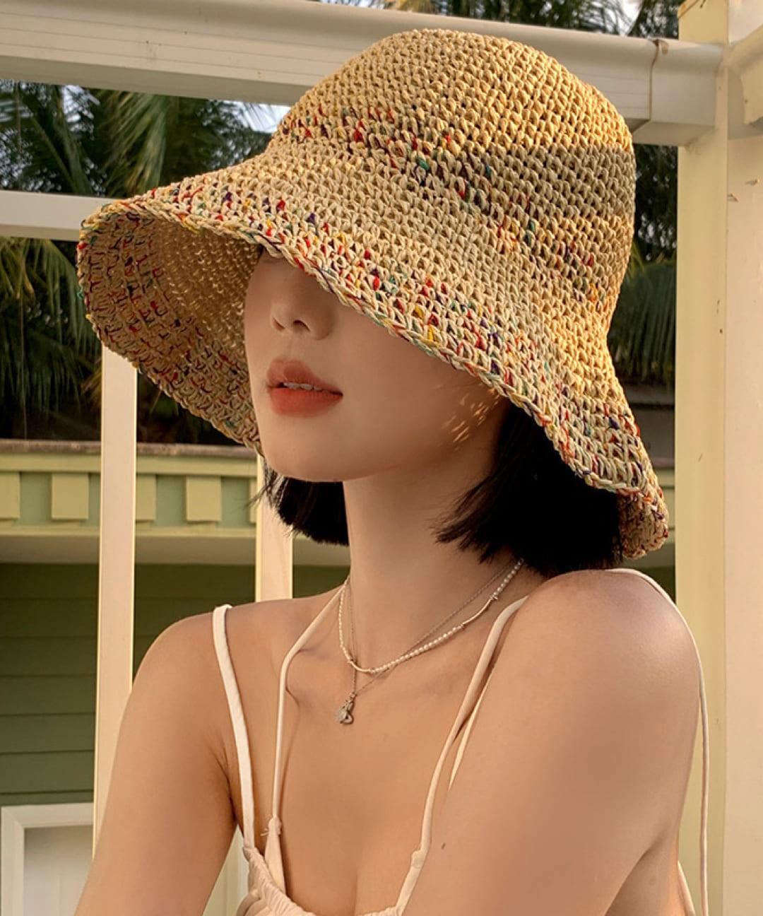 캐쥬얼 라탄모자 여름 모자코디 휴양지 밀짚모자