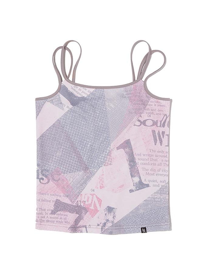 컬렉션 프린트 더블 스트링 슬리브리스 [핑크]