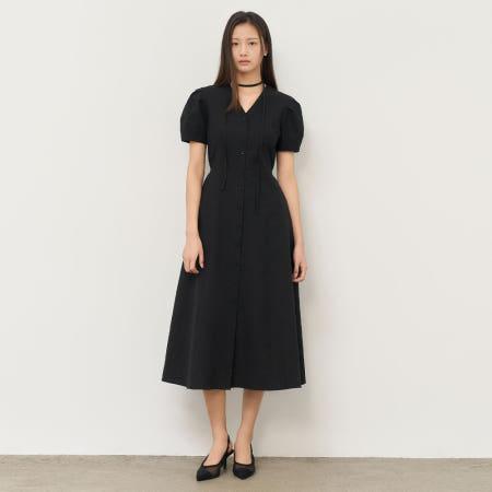 이런 상품 어때요? [제너럴아이디어 WOMAN] 브이넥 퍼프 롱 원피스 [BLACK] / WBE2L15510