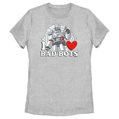 Women's Transformers Megatron I Love Bad Bots  T-Shirt - Athletic Heather - 2X Large