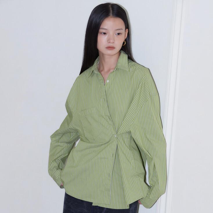 SILHOUETTE STRIPE SHIRT_GREEN