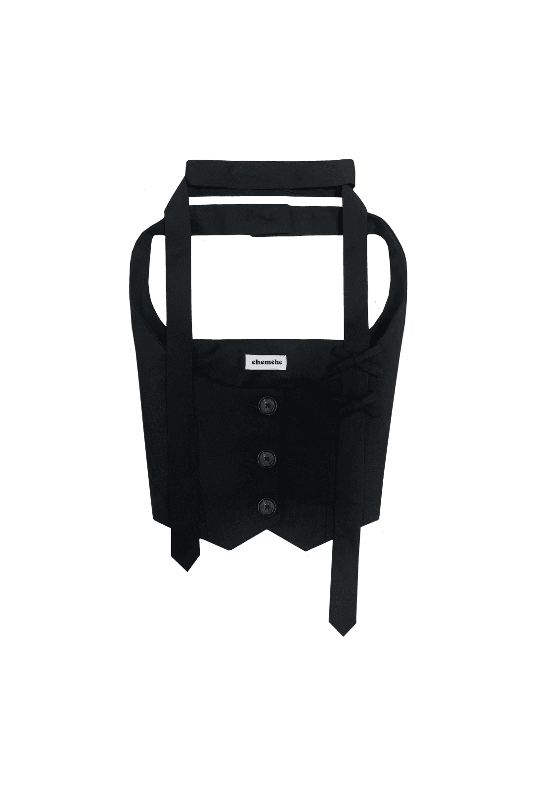 TWILL VEST RIBBON TIE SET (BLACK)