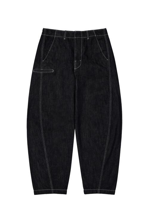 DEINET CURVED DENIM PANTS IN INDIGO