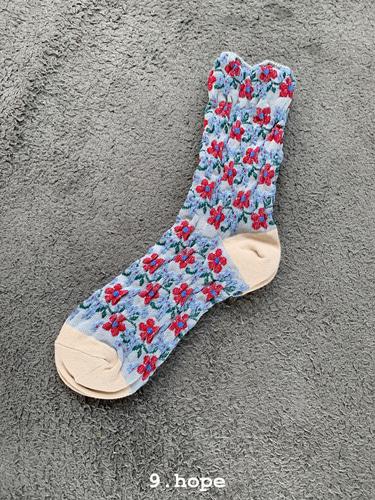 blue flower socks