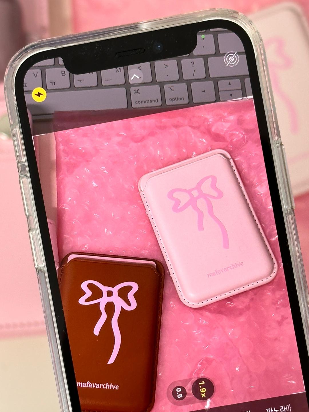 ribbon magsafe leather wallet (2 type)