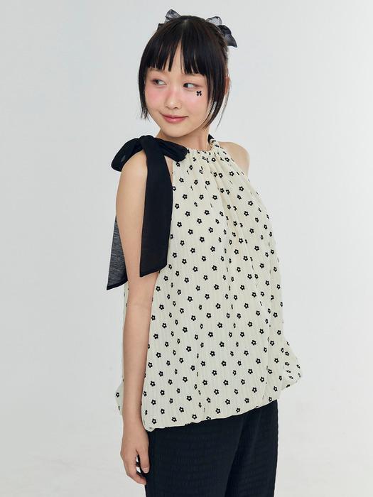 [환승연애 PICK/10차 리오더] HALTER-NECK FLOWER BLOUSE - CREAM