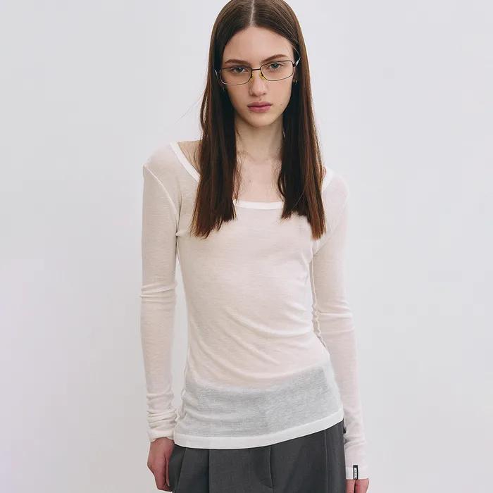 NICOLE MINIMAL LABEL SCOOP LS TOP_IVORY