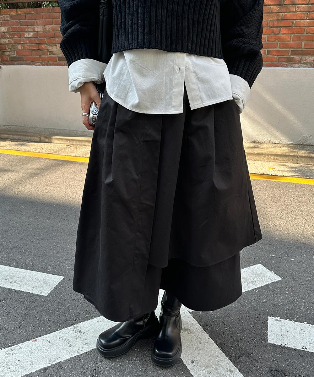 리치 언발란스 스커트 (black)(3colors)