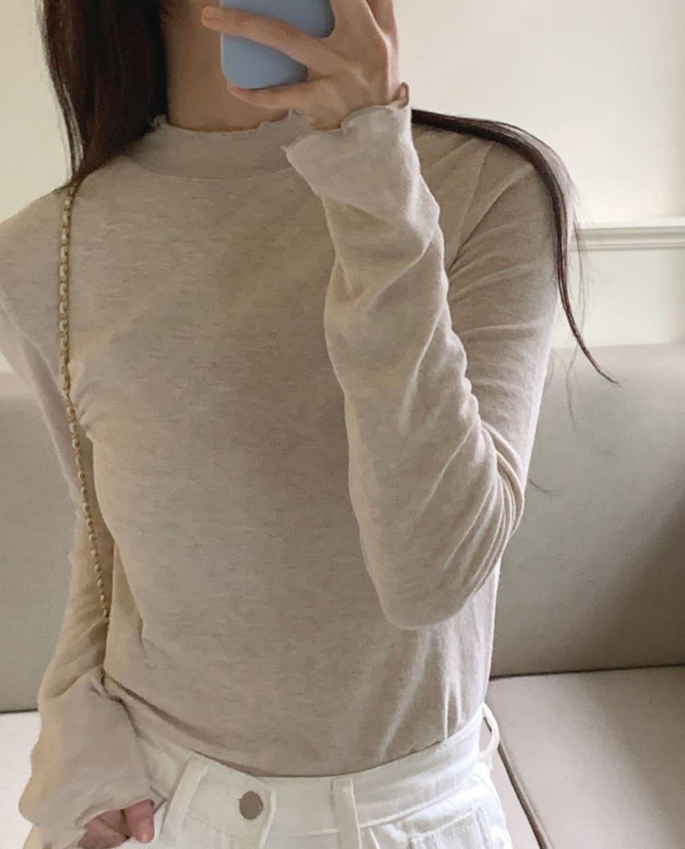 앙고라 하프넥 폴라티 /겨울티셔츠/반하프넥티셔츠/레이어드티셔츠/슬림핏/프릴티셔츠