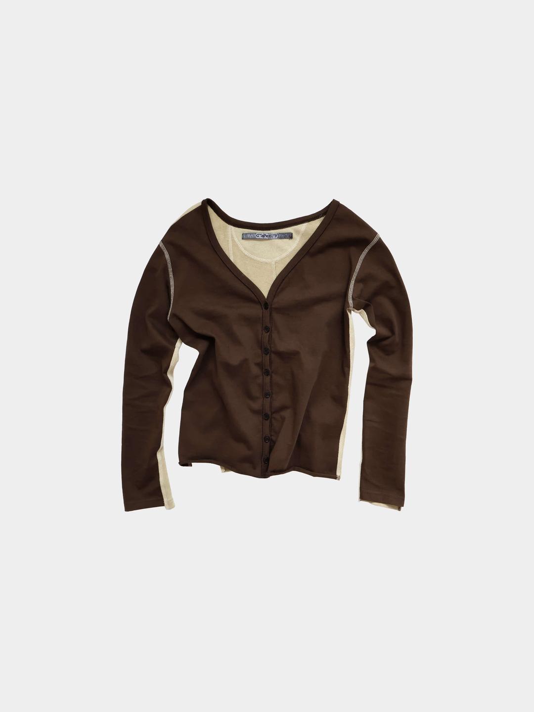 ASYMMETRICAL BACK CARDIGAN BROWN