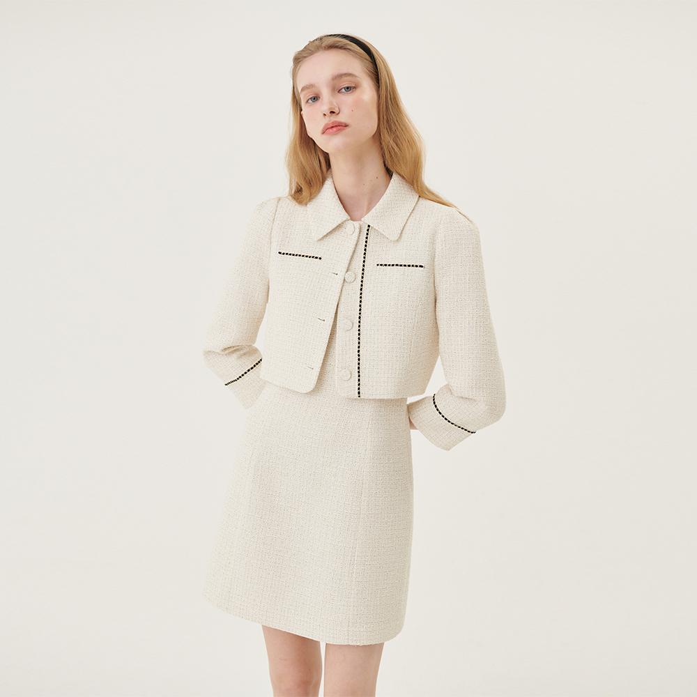 오앨 여성용 TWEED SHORT 재킷, IVORY, M