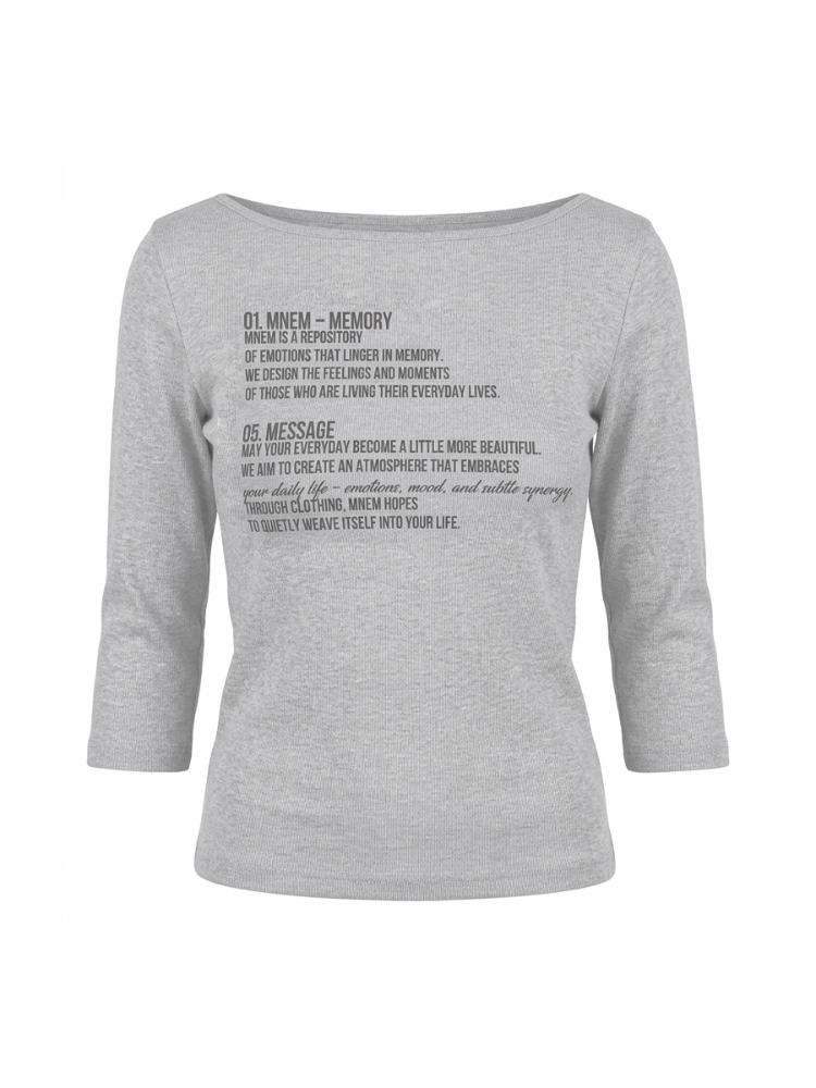 [mnem] Essential Printed 3/4 Sleeve Tee (gray)