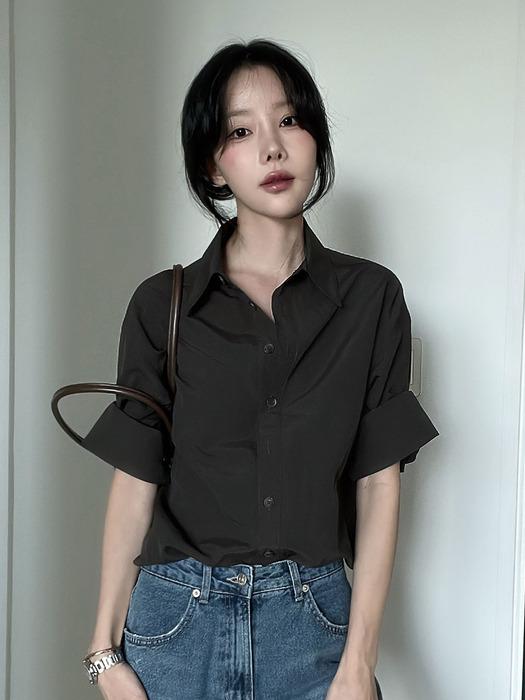 [모찌언니 PICK]NESS SLEEVE DETAIL SHIRT, CHARCOAL