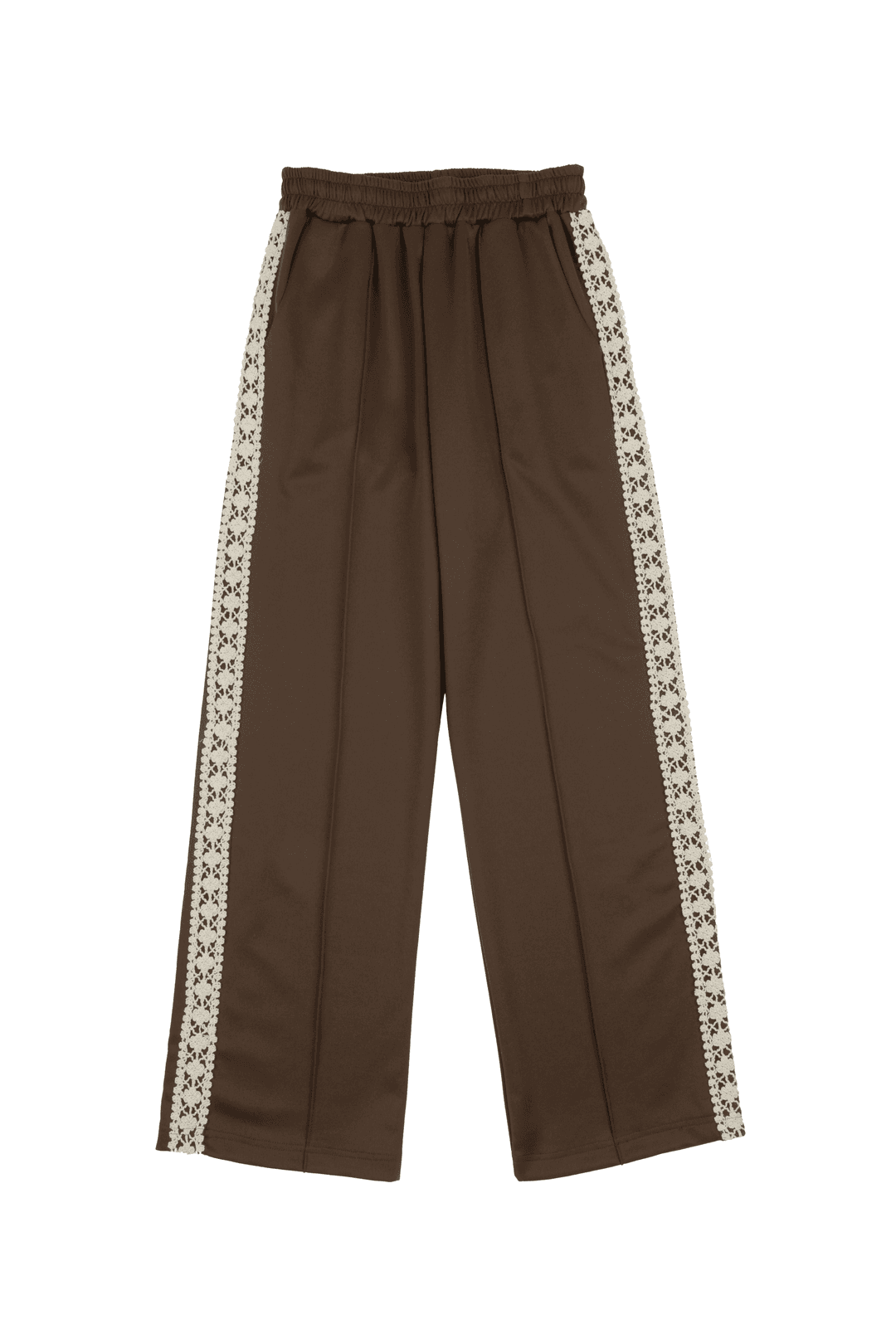 LACE JERSEY PANTS, BROWN