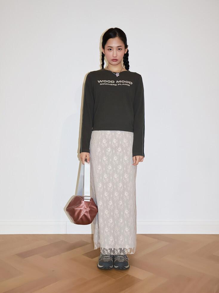 Anfora Lace Long Skirt | Ash Ivory