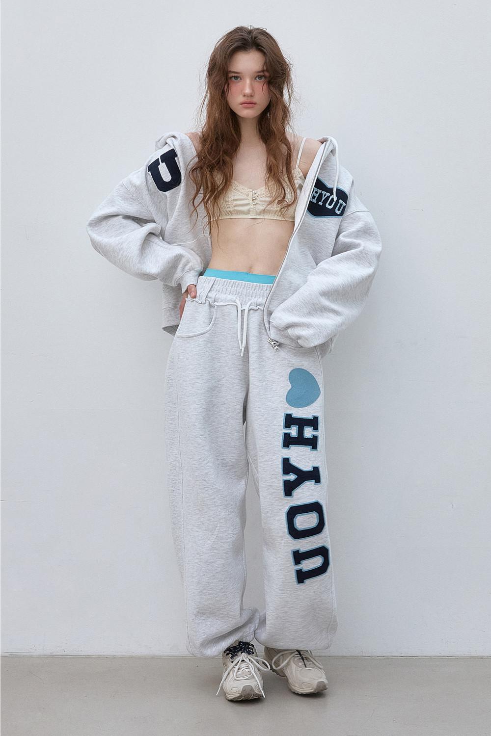 [4th  Order / 3월 23일 이후 순차 예약 발송] ♥H YOU JOGGER PANTS (MELANGE GREY)