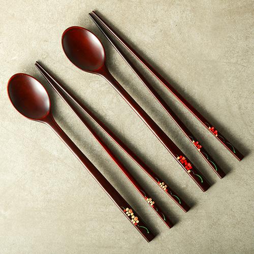 고급 국산 옻칠 성인 수저 세트 (무형문화재 박강용 作)