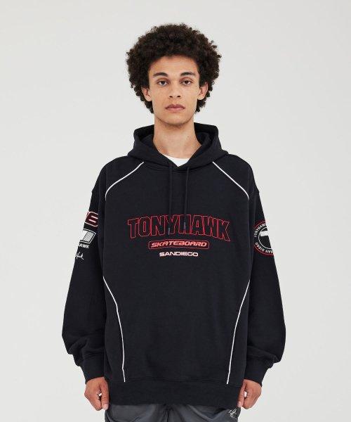 98 레이싱 라인 파이핑 후디 블랙