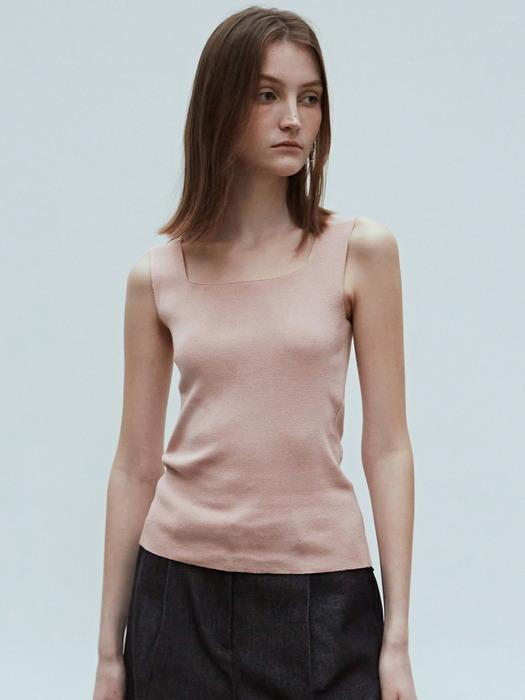 SQUARE NECK KNIT SLEEVELESS_INDI PINK