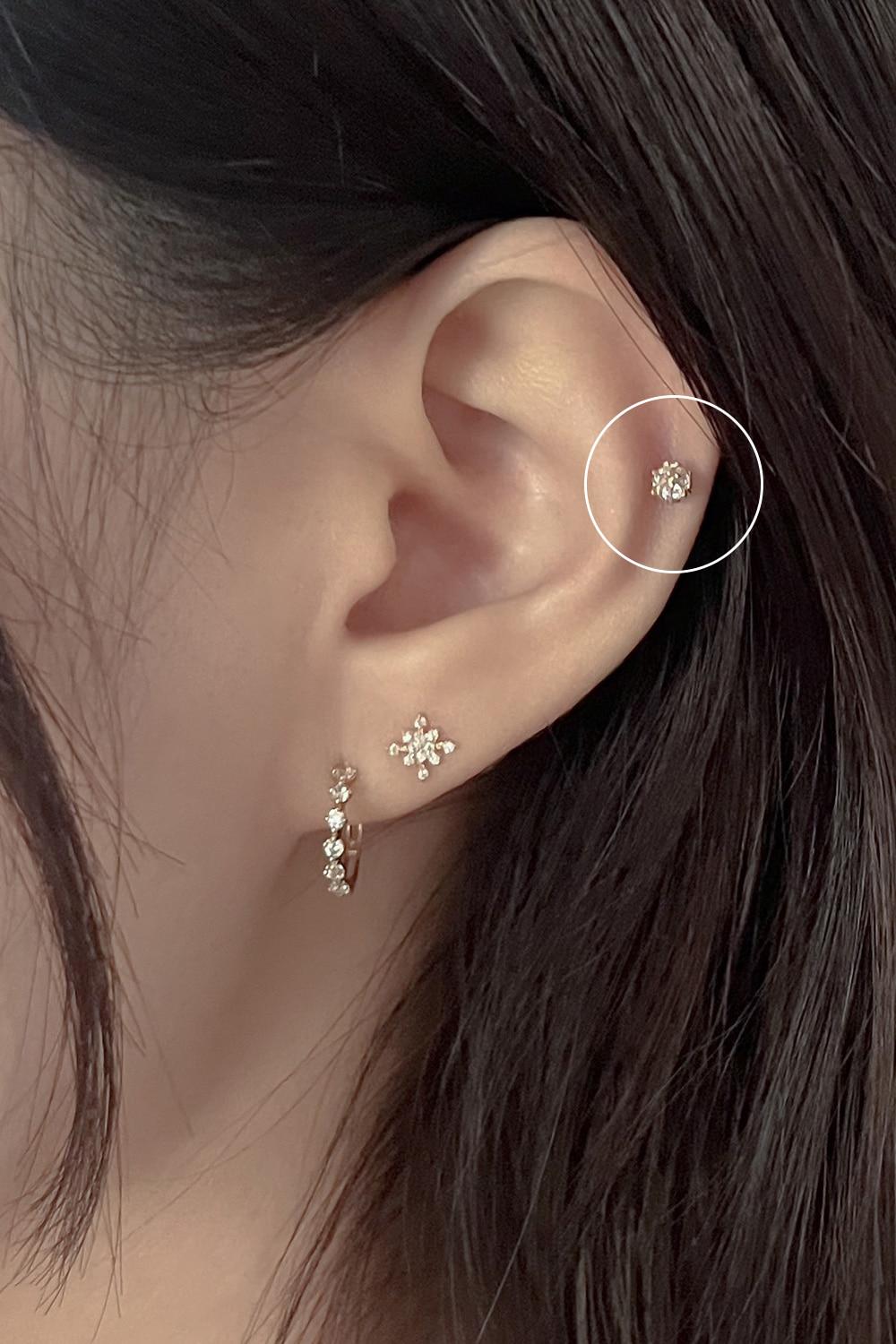 14k snowball cubic piercing