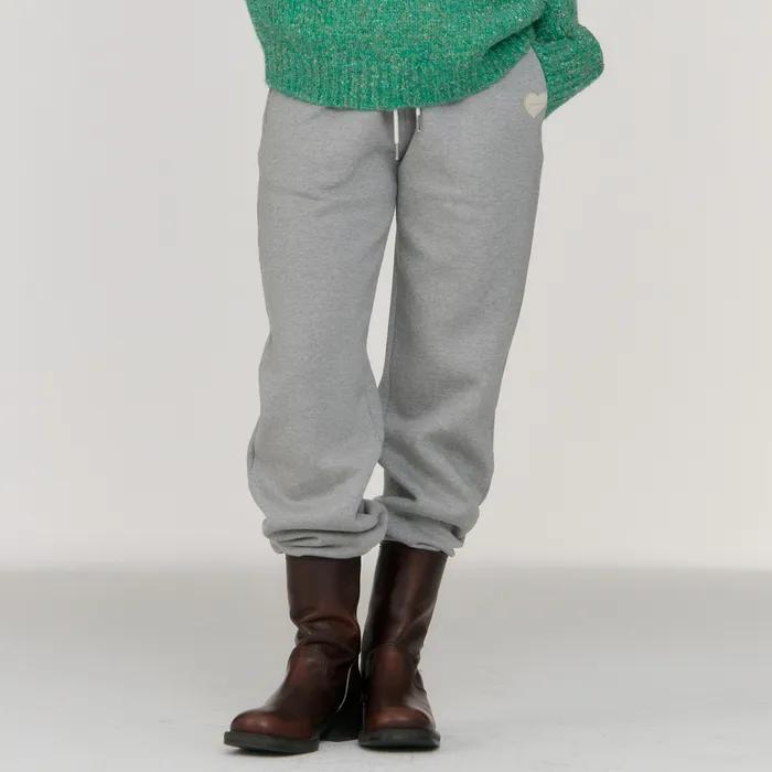 Heart Patch Sweatpants (Melange Gray)