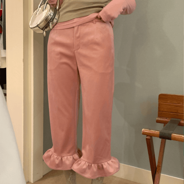 MONARTW Velvet Flower Casual Pocket Pants