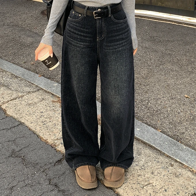 [자체제작][숏/롱] 슬리트 발열 기모 와이드 롱 팬츠 -1 color