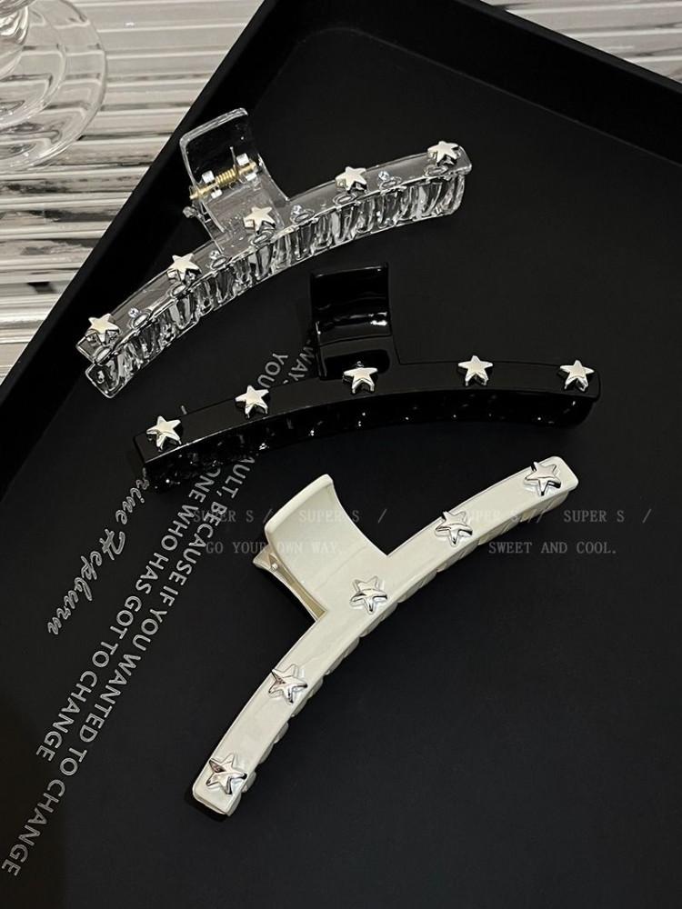 헤르츠룸 Star cubic pin 별 큐빅 실버 머리집게 핀 집게머리 반묶음 헤어 빅사이즈 얇은