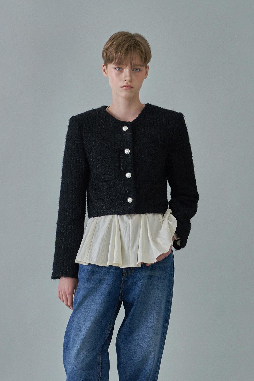 Trimming tweed jacket_black