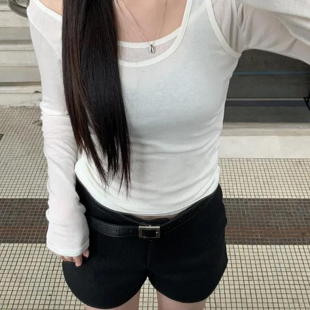 [나시+긴팔] 레이어드 유넥 나시 긴팔티 (4color)
