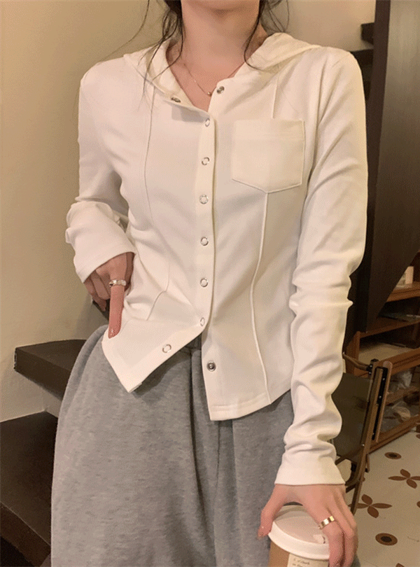 클리스 후드 크롭 가디건