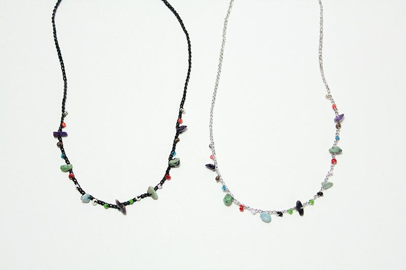 multi-chips metallic crochet necklace