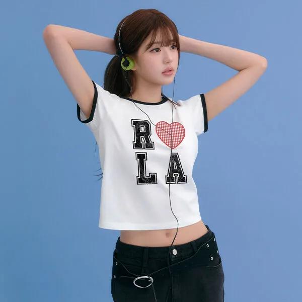 I LOVE ROLA PATCHWORK RINGER T-SHIRT WHITE