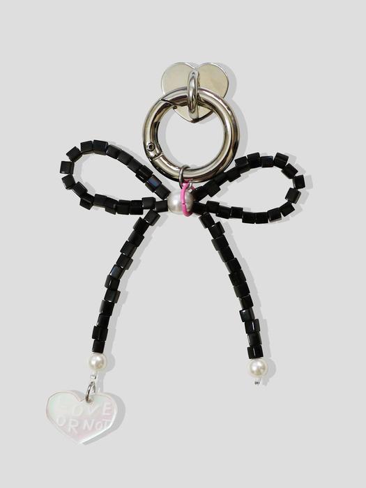 [키링앤톡]Black Ribbon Beads Keyirng&Tok
