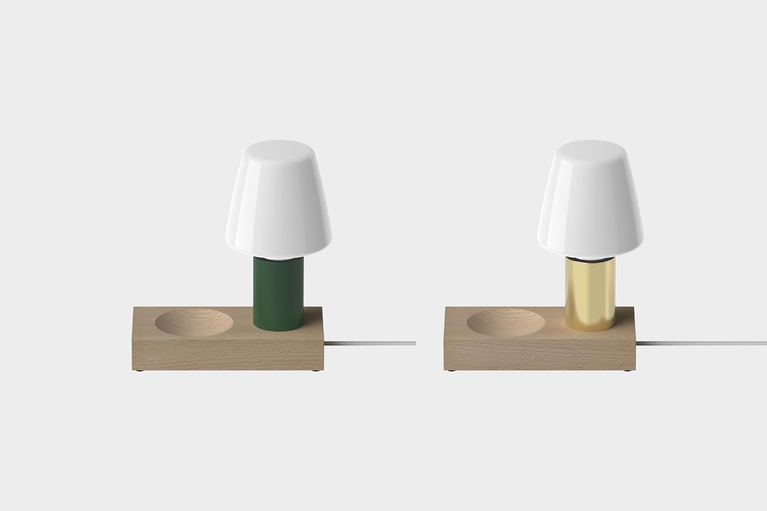 WOOD2 SHADE Table Stand Gold & Green