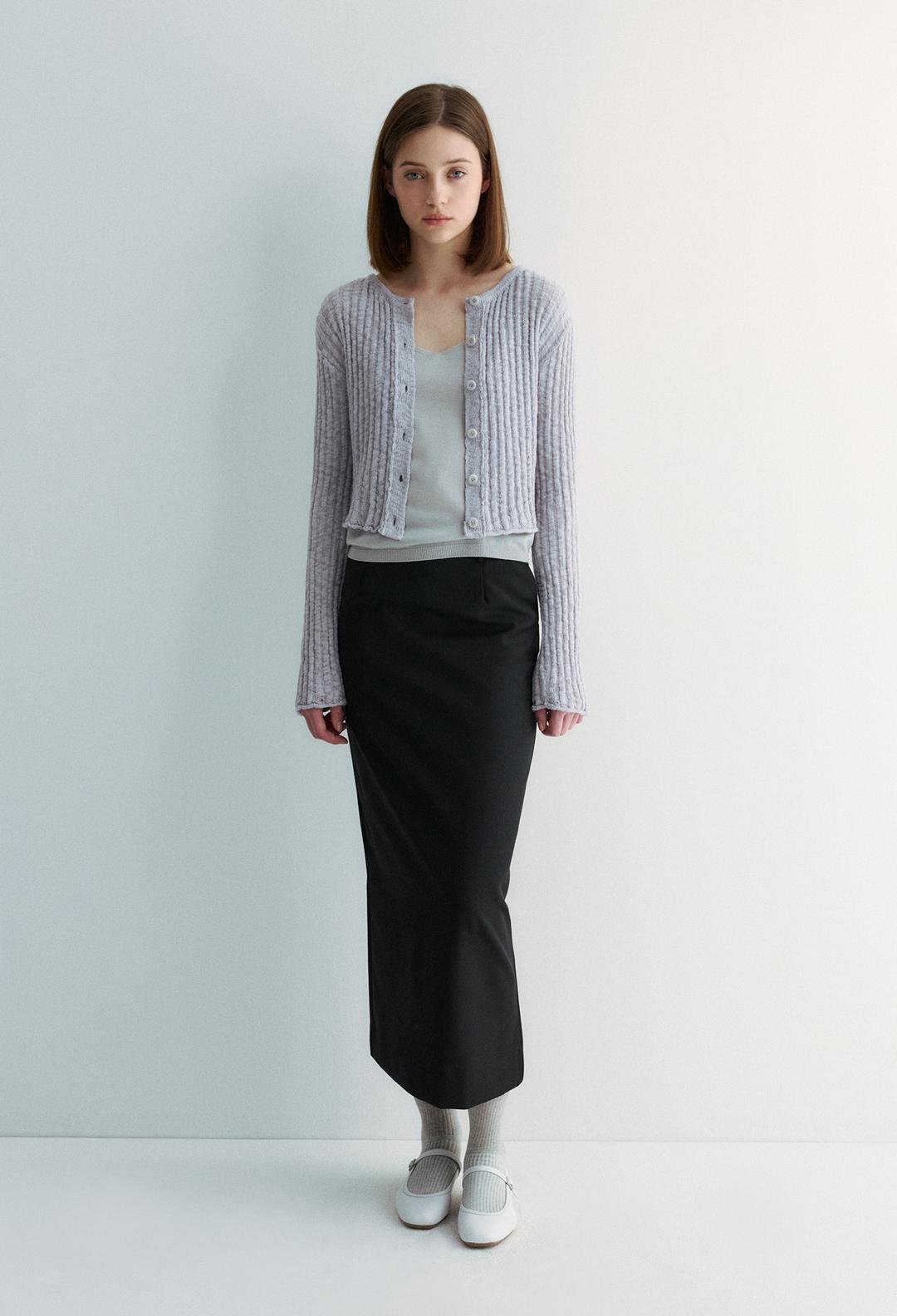 (우먼)윈디 코튼 크롭 가디건 그레이