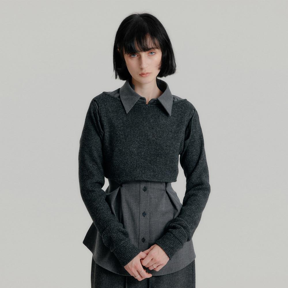 SLIT CROP TOP - CHARCOAL