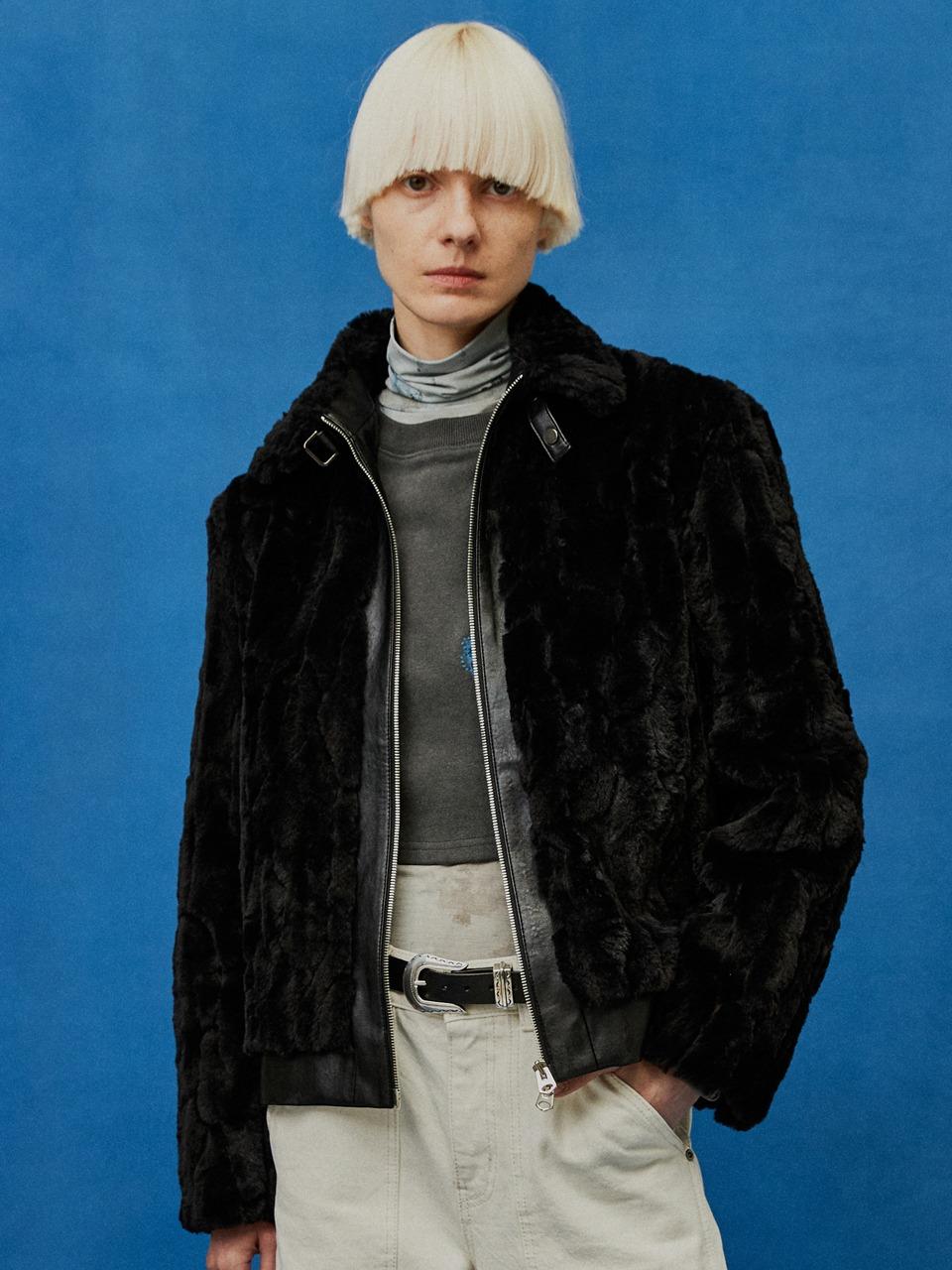 VELLA FAUX FUR BIKER JACKET_BLACK