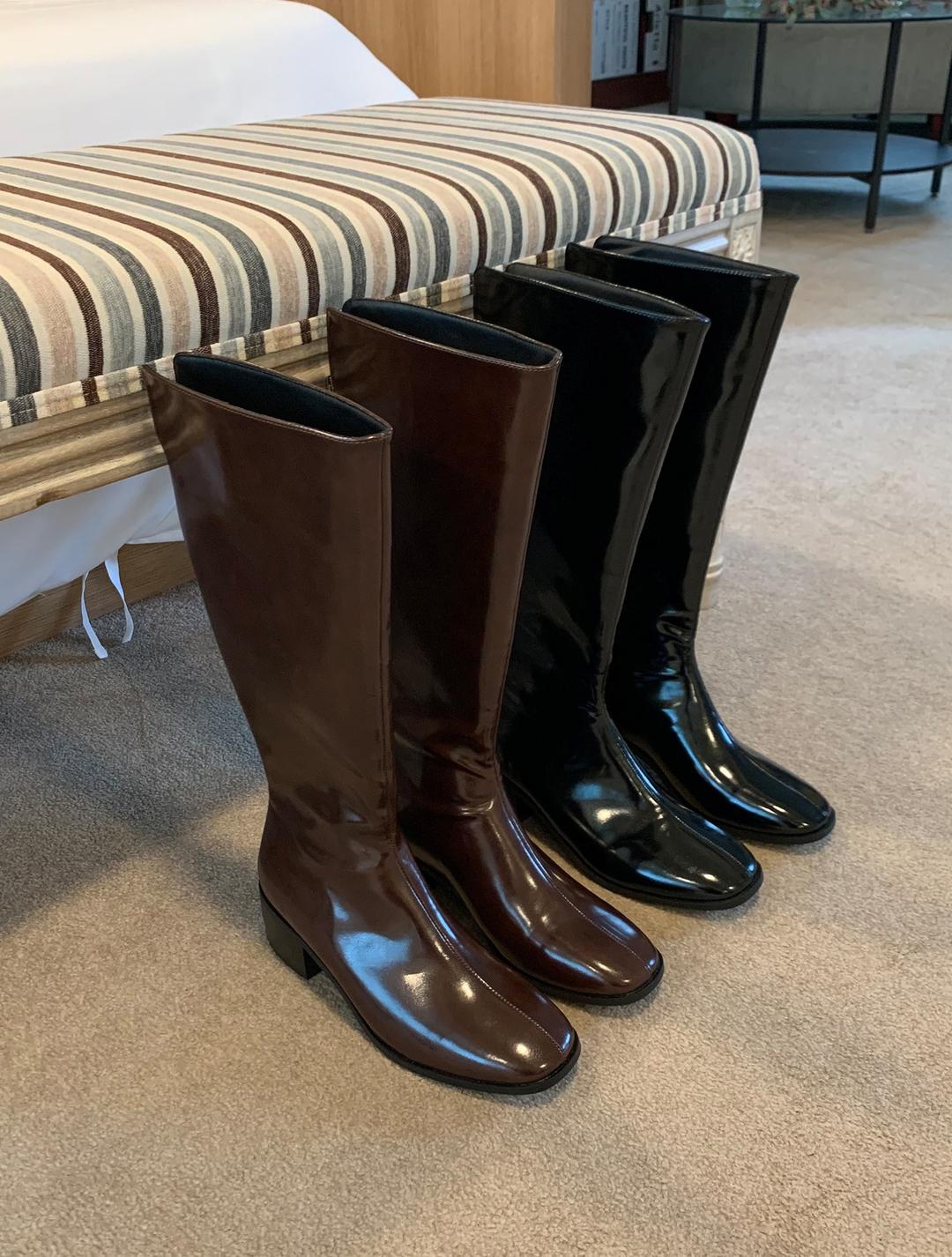 (특별 셀렉 상품)  베이직 글로시 유광 롱 부츠 - 2color