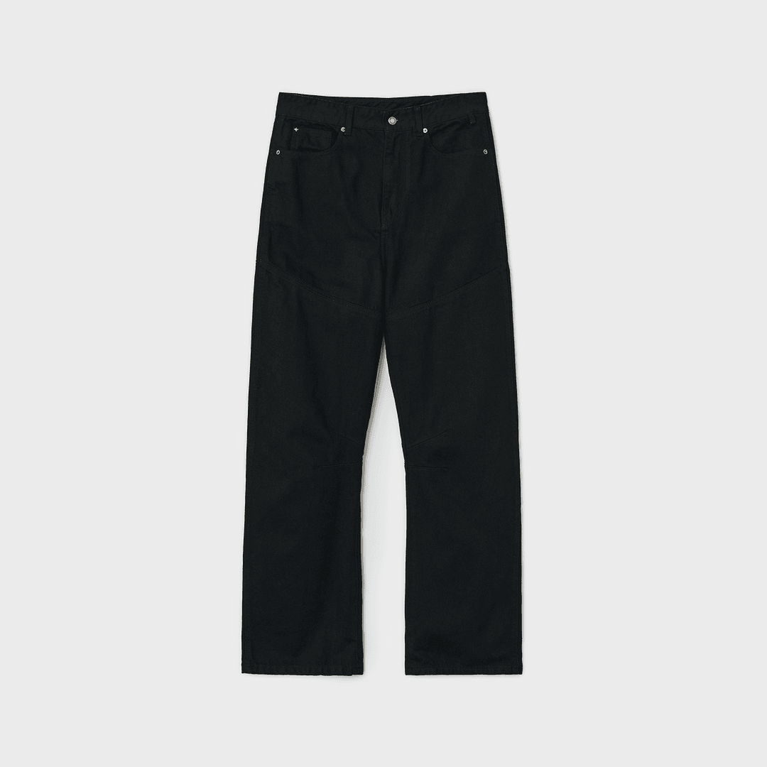 트루 커브드 데님 팬츠 타입-1 - 원 워시드 블랙