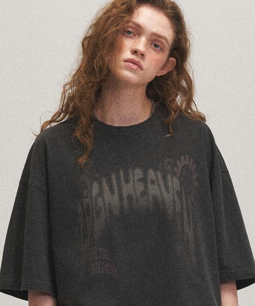 HEAVEN CREW 피그먼트 반팔티 스모크블랙