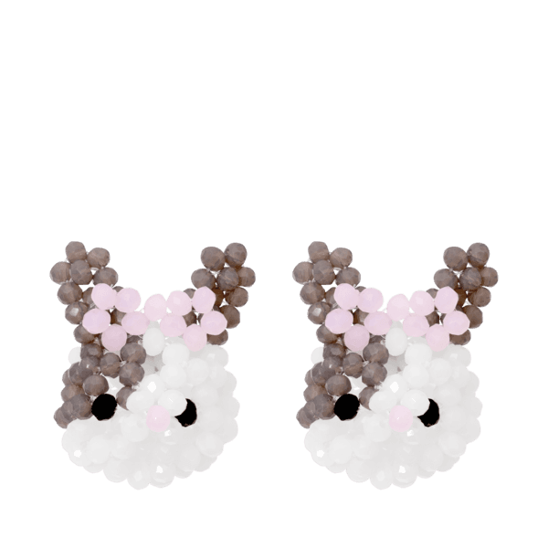 Rabbit Beads Earrings (Spotted Gray)
